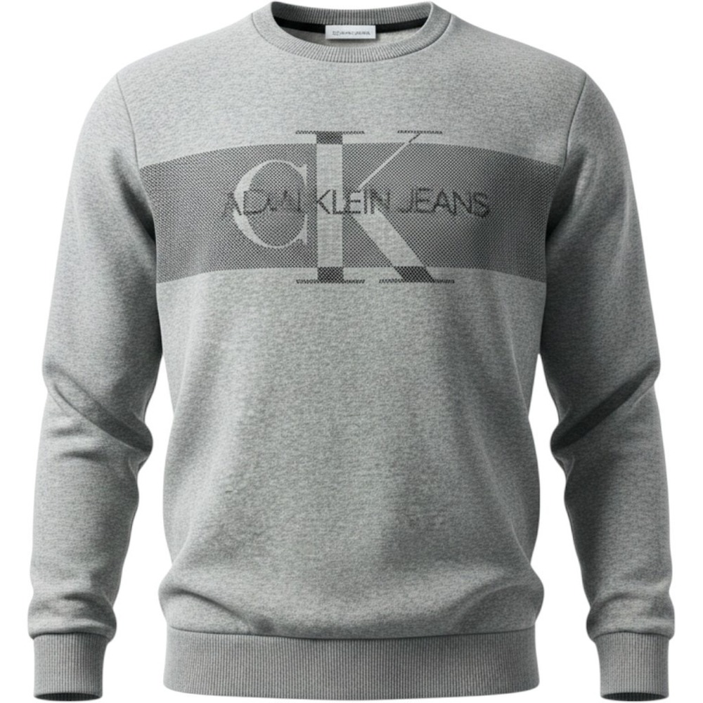 Calvin Klein Jeans Mens Gray Logo Graphic Crewneck Sweatshirt Medium